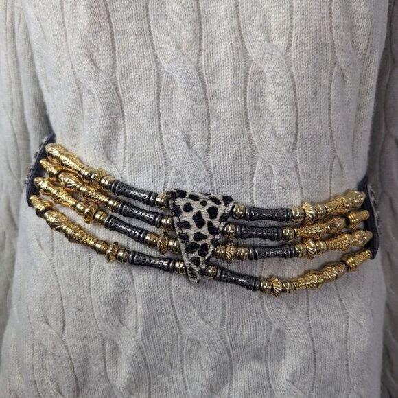 Leather Belt  Wester style Silver embellishment - Picture 3 of 5